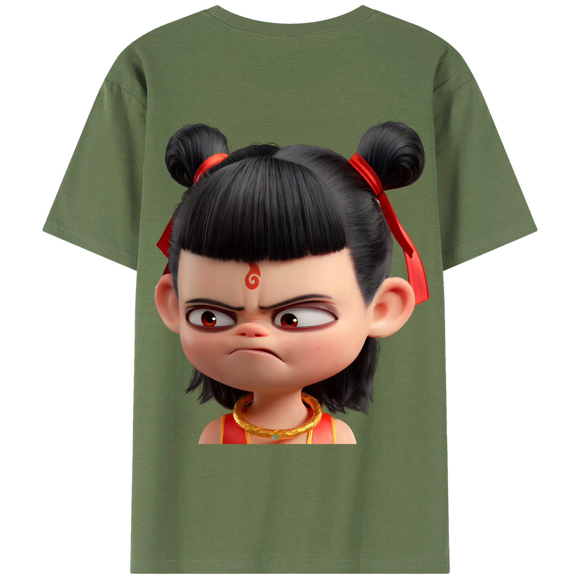 （画像用） Ne Zha 2 ナタ 魔童の大暴れ 綿100％ メンズ半袖Tシャツ（バックプリント） 通気性